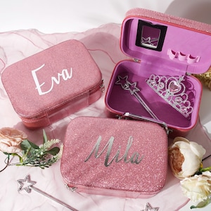 Cute Personalized Makeup Box, Cosmetic Bag Waterproof Cosmetic Bags, Birthday Gift for Girls, Accessory Case, Glitter Princess Box, Name box