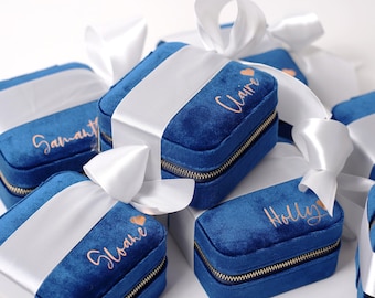 Satin Ribbon With Mirror Jewelry Box, Italian Velvet Personalized Jewelry Box, Inside-Suede, Custom Jewelry Box, Bridesmaid Gifts, Christmas