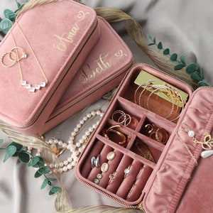 Joyero interior de terciopelo, joyero italiano personalizado, regalo de Navidad y festivos, caja portátil, regalo de boda, almacenamiento de accesorios