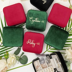Gepersonaliseerde sieradendoos van hoge kwaliteit Italiaans fluweel, perfect kerst- en vakantiecadeau voor haar, opslag, bruiloft, geschenkdoos voor bruidsmeisjes