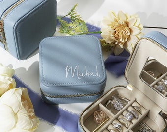 Custom Jewelry Box, Personalized Jewelry Box, Leather Travel Jewelry Box, Bridesmaid Gifts, Gift for Her, Organizer box ring Storage