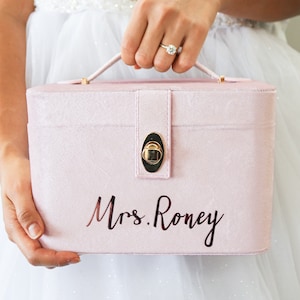 Maquillage personnalisé, boîte de rangement à bijoux/ nom personnalisé/ cadeau de Noël et des fêtes/ étui en velours/ boîte de présentation miroir/ décoration, grande taille
