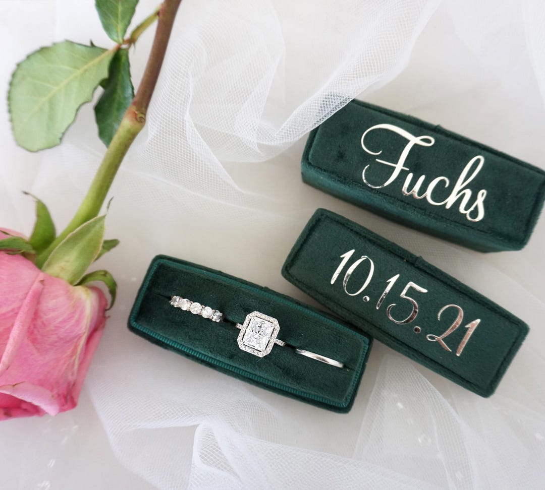 Velvet Ring Box, 3-rings Holder, Triple/double/single Slot Vintage ...