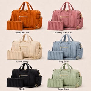 Personalized Velvet Duffle Bag with Trolley / Luggage Sleeve, Custom Name Carry-On Weekender + Small Pouch for Women & Girls Overnight Bags image 2