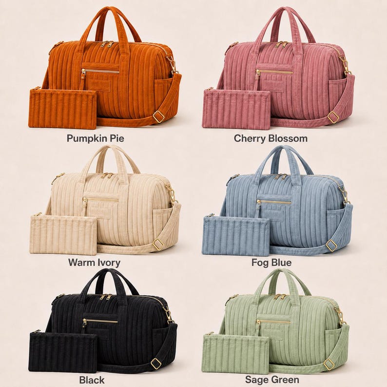 Personalized Velvet Duffle Bag with Trolley / Luggage Sleeve, Custom Name Carry-On Weekender + Small Pouch for Women & Girls Overnight Bags image 2