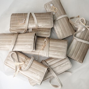 Hochwertige italienische Samt, benutzerdefinierte Wildleder Schmuckrolle, Weihnachtsgeschenk, Schmuckhalter, personalisierte Geschenke Hochzeit, Brautjungfer