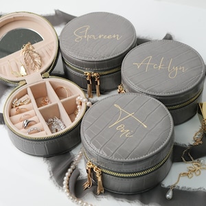 Luxury Vegan Crocodile Leather Jewelry Box | Custom Travel Jewelry Boxes | Small Jewelry Travel Case | Bridesmaid Jewelry Box | Necklace Box