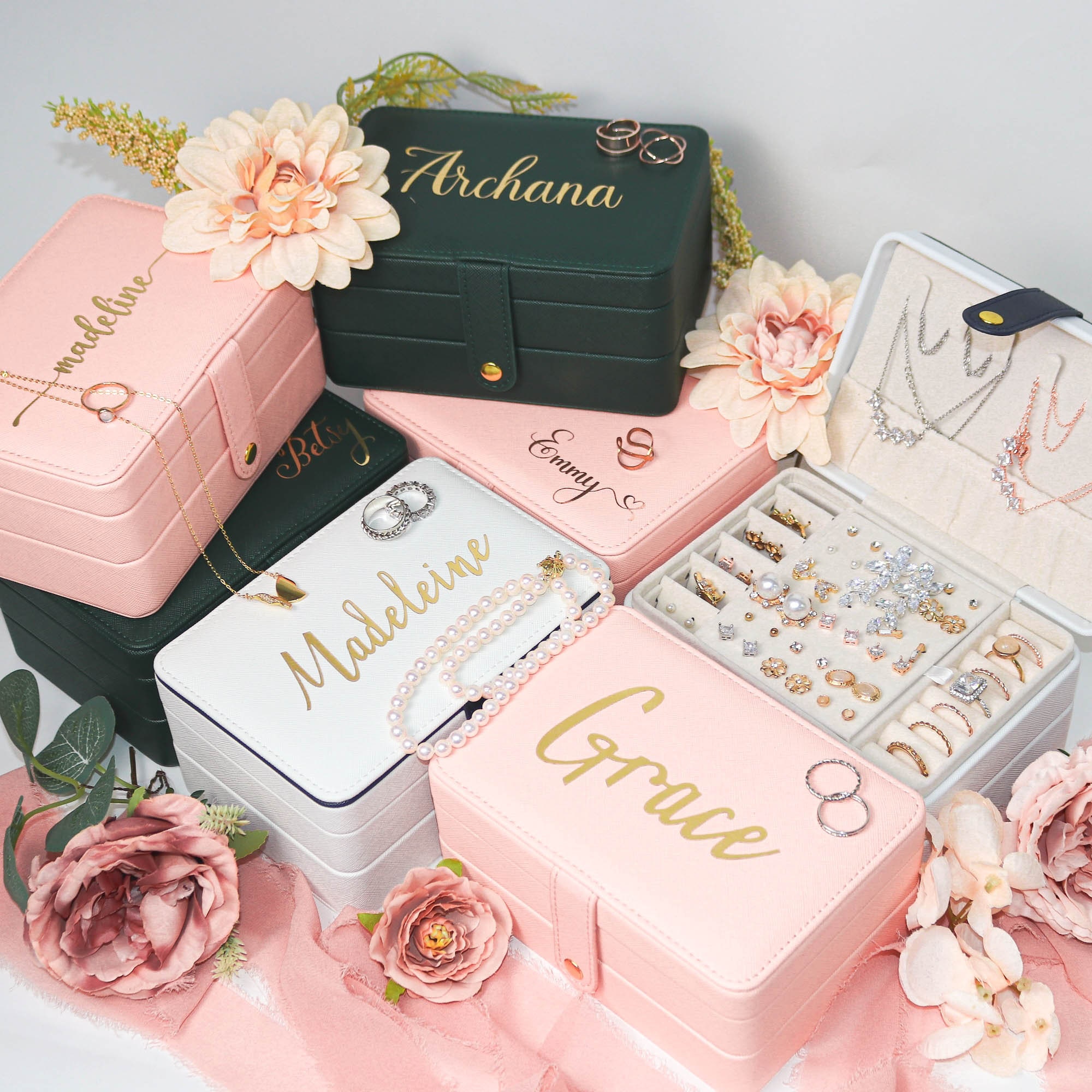 Leather Two-Tier, Personalized Jewelry Box, Christmas & Holiday Gift, Jewelry Box, Organizer, Accessories Case, Gift for Women, Bridesmaid