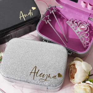 Cute Personalized Makeup Box, Cosmetic Bag Waterproof Cosmetic Bags, Birthday Gift for Girls, Accessory Case, Glitter Princess Box, Name box