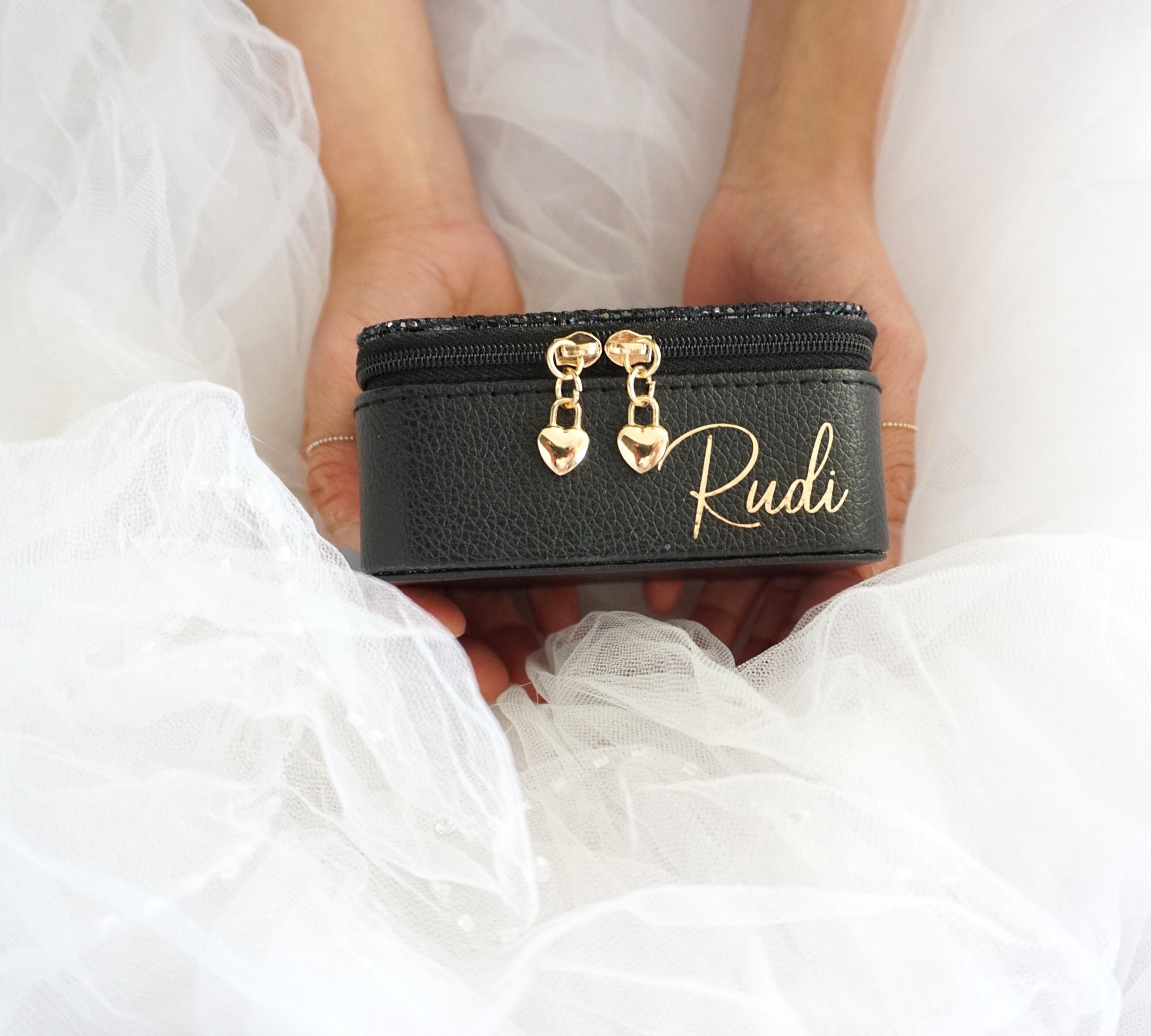 Portagioie da viaggio piccolo da donna, a forma rotonda, con cerniera, organizer per esposizione, portagioielli per anelli, collane, bracciali, orecchini, regalo di compleanno, regalo per feste per