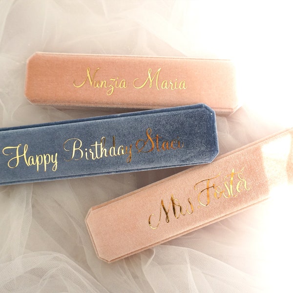 Portagioie personalizzato in velluto, astuccio per bracciali, regalo perfetto per Natale e festività per lei, contenitore per catene/collane lunghe, matrimonio, compleanno