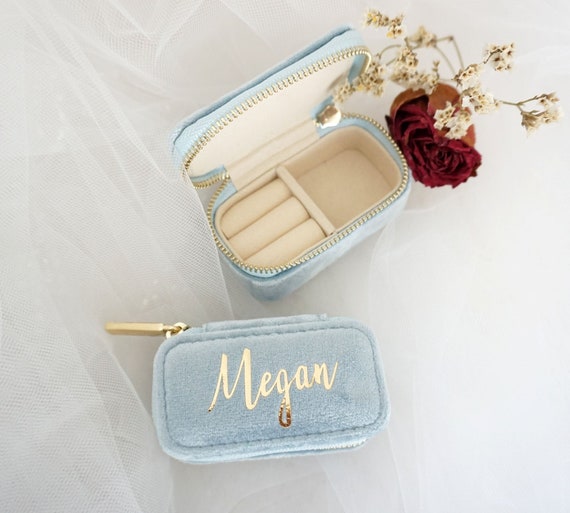 VELVET JEWELLERY BOX MINI LIGHT BLUE VELVET JEWELLERY BOX MINI LIGHT BLUE