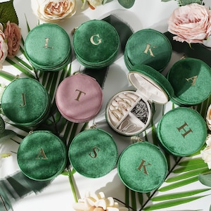 Mini, Portagioielli Rotondo, 100% Velluto Italiano, Portagioielli Personalizzabile, Regalo di Natale e di Festa, Scatola Personalizzata, Regalo per le Damigelle d'Onore