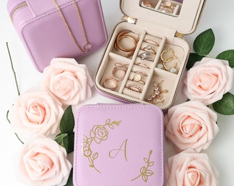 Joyeros medianos personalizados, regalo de Navidad y festivos, joyero de viaje, joyero con cremallera, estuche personalizado para joyas.