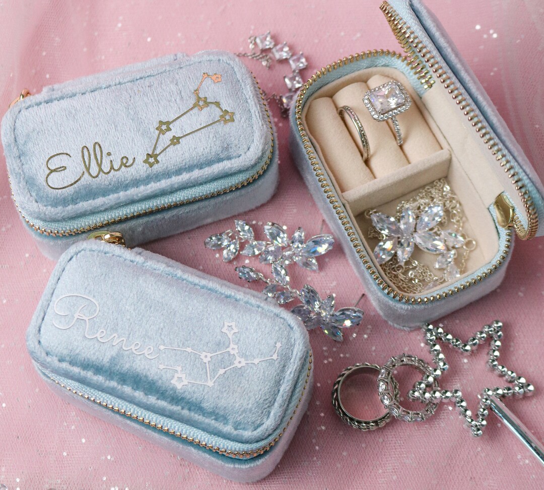 Mini Travel Jewelry Case, Italian Velvet Personalized Jewelry Box ...