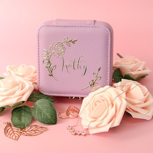 Custom Jewelry Box, Personalized Jewelry Box, Leather Travel Jewelry Box, Bridesmaid Gifts, Gift for Her, Organizer box ring Storage