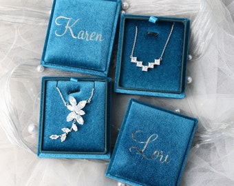 Personalisierte Anhänger Box, Samt Halskette Box, individuelle Weihnachten & Urlaub Geschenk, kleine Geschenk für sie, Schmuck, Display, Geburtstag, Vintage