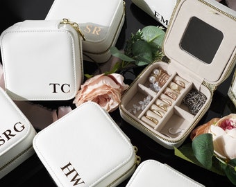 Personalized Custom Jewelry Box, Travel Box, Christmas & Holiday Gift, Bridesmaid Bride, Birthday Monogram Jewelry Case, Initials and Names
