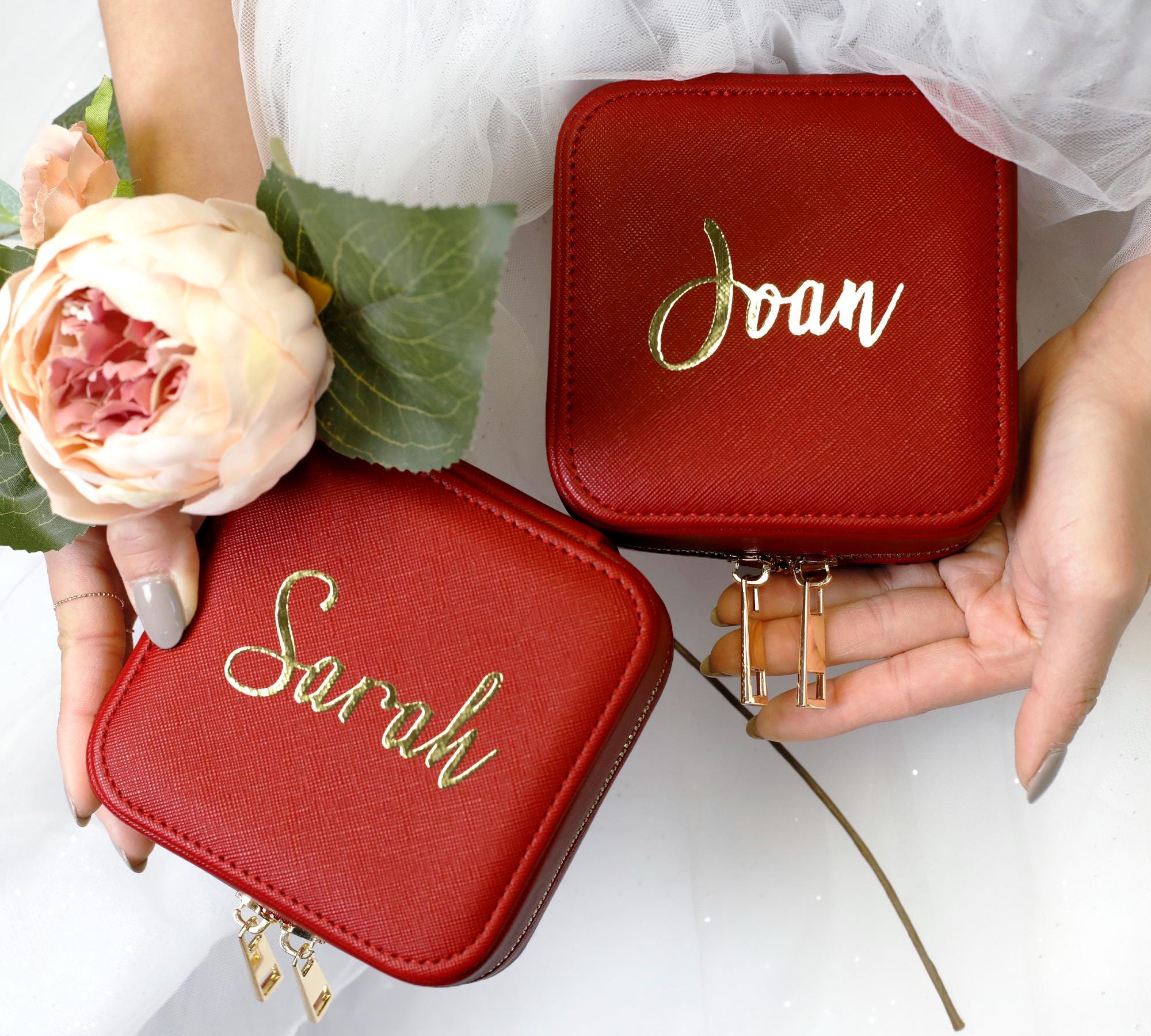 Custom Jewelry Box, Personalized Jewelry Box, Leather Travel Jewelry Box, Bridesmaid Gifts, Gift for Her, Organizer box ring Storage