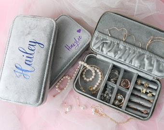 Velvet Interior Jewelry Box, Italian Velvet Jewelry Travel Case, Christmas & Holiday Gift, Bridesmaids Gift, Velvet Pouch, Christmas Gifts
