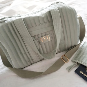 Sac de sport en velours personnalisé avec petite pochette, sac de sport avec nom personnalisé, sac de cabine, petit sac de sport, week-end pour une nuit pour femme et fille