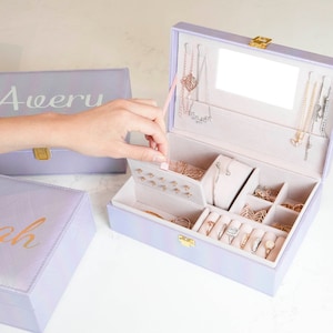 Regalo di Natale e di festa per ragazze e donne/Custodia da viaggio per gioielli/Scatola per gioielli personalizzata/Organizzatore per gioielli/Custodia portaoggetti