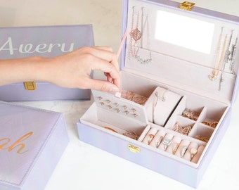 Weihnachtstag & Feiertagsgeschenk für Mädchen und Frauen / Schmuck Reise Fall / personalisierte Schmuckschatulle / Schmuck Organizer / Aufbewahrungskoffer