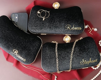 Double-Strap Clutch, Convertible Shoulder Bag, Christmas & Holiday, Removable Gold-Plated Chain Evening Clutch, Wedding, Prom Night Out
