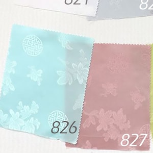 4 yards Light Blue (No.826) Fullness | Korean Silk  made in Korea Polyester Hanbok Fabric Patterned Satin for Korean Costume 110cm 44" wide