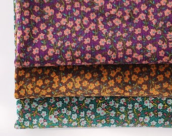 Small Dot Flowers | 21Wale Corduroy Fabric by the yard 3 colors Polyester Vintage Floral Upholstery Fabric Chair Korean Fabric 145cm 57"wide