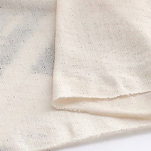 Once | Pointelle, Organic Cotton Knit by the yard, 3 colors, made in Korea, Stretchy Jacquard Single Cotton Jersey Fabric, 150cm 59" wide