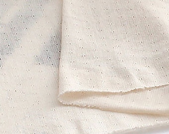 Once | Pointelle, Organic Cotton Knit by the yard, 3 colors, made in Korea, Stretchy Jacquard Single Cotton Jersey Fabric, 150cm 59" wide