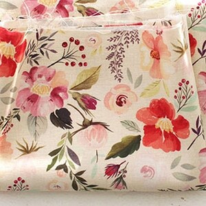 Bloom | Floral Cotton Linen by the yard made in Korea Digital Printed Premium Wide Fabric Cushion Tablecloths Home Textiles 140cm 55" wide