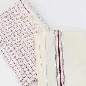 Red Duo | Biowashing Cotton Linen Gauze by the yard made in Korea 2 patterns Double Gauze Linen Kitchen Cloths Vintage Linen 110cm 44" wide