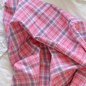 Tela de cuadros Mimi/High Teen, cortada a medida, fabricada en Corea. Tela de cuadros teñida en hilo. Ideal para camisas, vestidos, ropa de cama y manteles. 110 cm (44 pulgadas) de ancho.