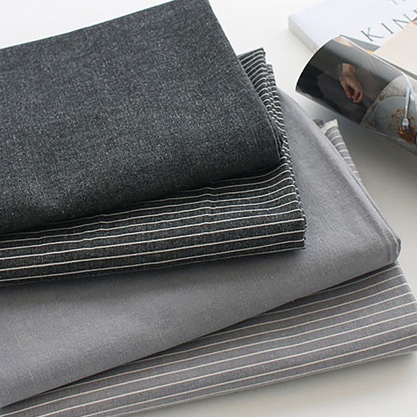 Grey & Black | Cotton Denim by the yard made in Korea 4 styles Soft Denim Fabric Jeans Shirts Dress Upholstery Home Textiles 150cm 59" wide