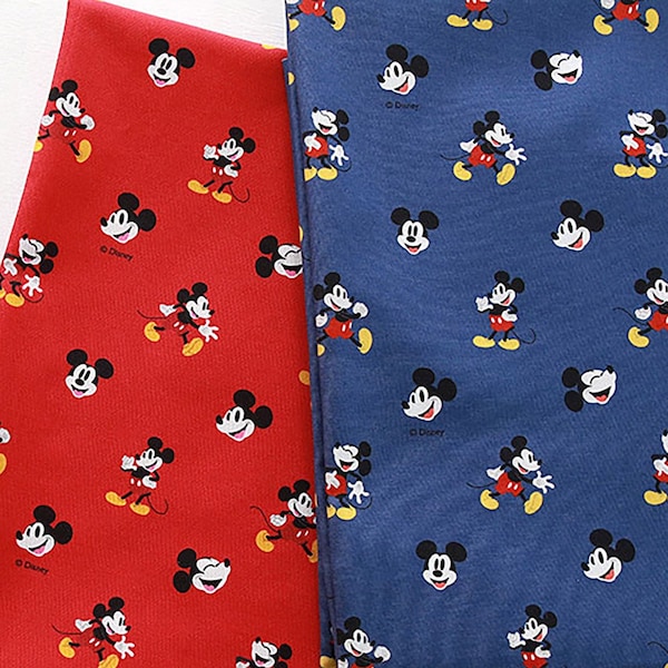 Mickey Mouse Rand | Disney Katoen op maat gesneden gemaakt in Korea 2 kleuren Premium Stof Pyjama Kwekerij Beddengoed Huishoudtextiel Stof 110cm 44"breed