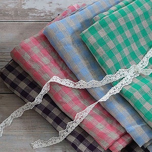 Days I | Pure Linen by the yard 4 colors, Vintage Gingham, Wide Linen, Dress, Apron, Tablecloths, Home Textiles, made in Korea 140cm 55"wide