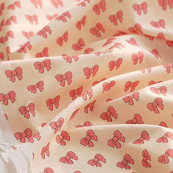 Bijou Ribbon | Cotton by the yard made in Korea Plain Weave Rabbit Premium Fabric Soft Pajama Nursery Bedding Home Textiles 110cm 44" wide