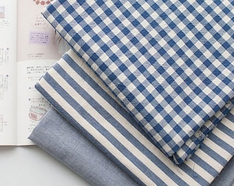 Love Song | Blue Yarn Dyed Cotton by the yard 50% Melange Cotton Fabric Premium Bedding Pajama Cushion Curtain made in Korea 160cm 63"wide