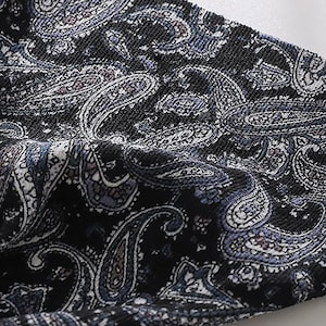 Classic Paisley | 21Wale Corduroy Fabric by the yard Polyester Corduroy Soft Vintage Paisley Upholstery Fabric made in Korea 145cm 57&quot;wide