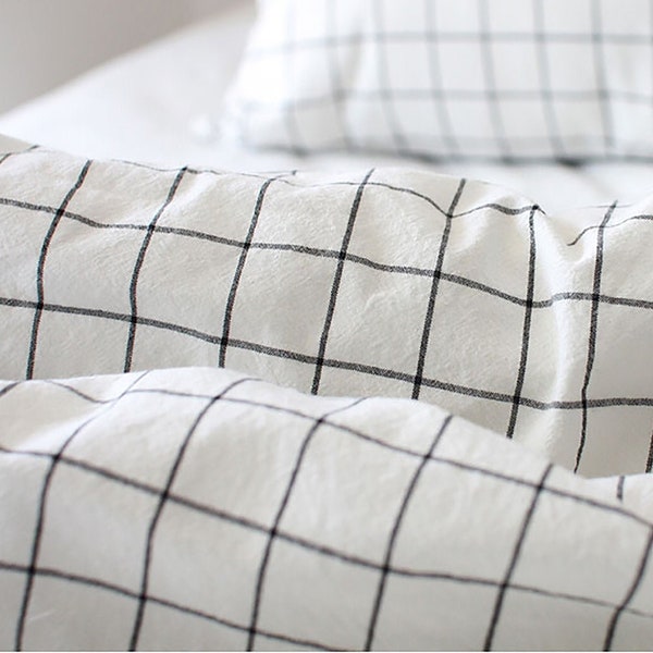 Window Pane | White Cotton by the yard made in Korea Yarn Dyed Wide Cotton Premium Soft Fabric Bedding Apron Home Textiles 144cm 56" wide