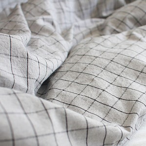 WIndow Pane | Grey Cotton by the yard made in Korea Yarn Dyed Wide Cotton Premium Soft Fabric Bedding Apron Home Textiles 144cm 56" wide
