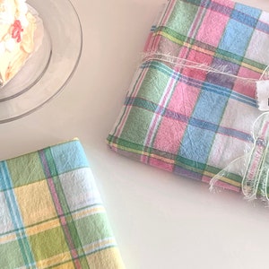 Pudding, Washed Cotton by the yard, 2 colors, made in Korea, Yarn Dyed Check Fabric, Plaid Shirt, Dress, Bedding, Tablecloths, 153cm 60&quot;wide