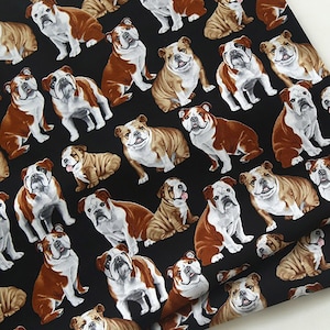 English Bulldog | Cotton by the yard made in Korea Plain Weave Cotton Pajama Bedding Apron Home Textile Kids Apparel Face Mask 110cm 44"wide