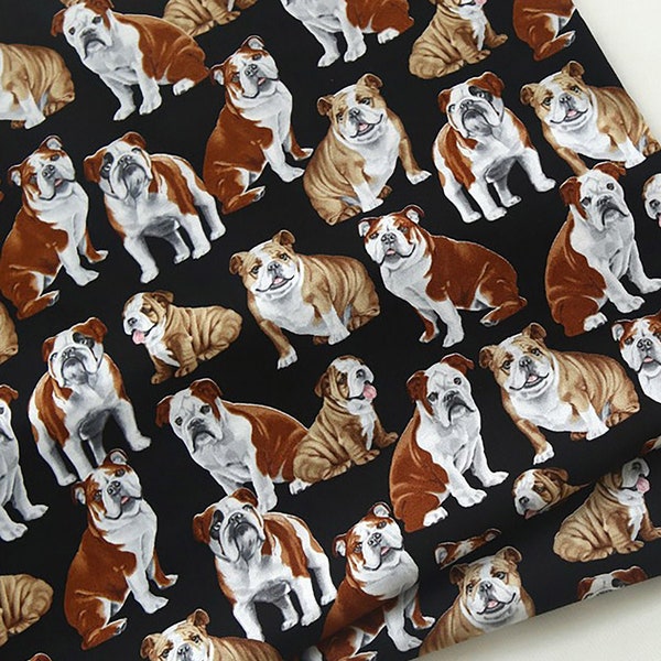 Bulldog inglese / Cotone tagliato su misura realizzato in Corea Cotone a trama semplice Pigiama Biancheria da letto Grembiule Tessili per la casa Abbigliamento per bambini Maschera per il viso 110cm 44" di larghezza