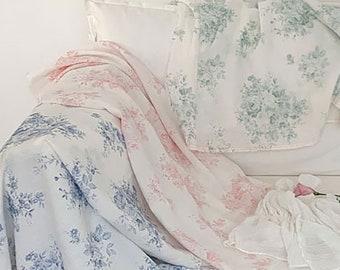 Venice | French Rose Linen by the yard, 3 colors, made in Korea, Vintage Floral Fabric Bedding Home Textiles Apparel Fabric, 150cm 59"wide