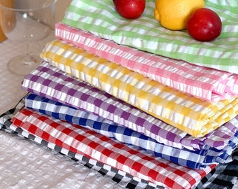 1cm Gingham | Seersucker by the yard 6 colors made in Korea Yarn Dyed Gingham Seersucker Fabric Soft Summer Bedding Apparel 110cm 44" wide