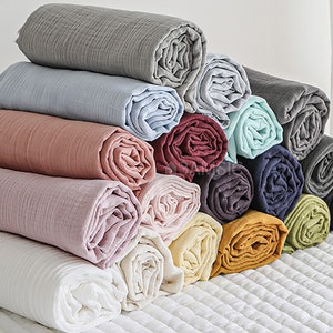 Cream Shake | Crinkle Cotton Double Gauze Fabric by the yard 18 colors Baby Swaddle Blanket Summer Cotton Muslin Made in Korea 150cm 59&quot;wide