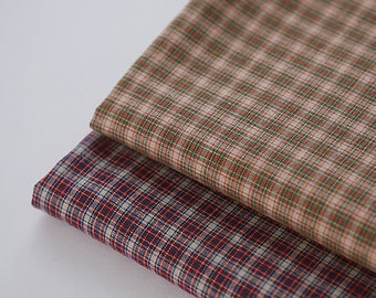 Petite Check | Washed Cotton by the yard made in Korea 2 colors Yarn Dyed Vintage Retro Check Cotton Fabric Tablecloths Shirts 110cm 44"wide